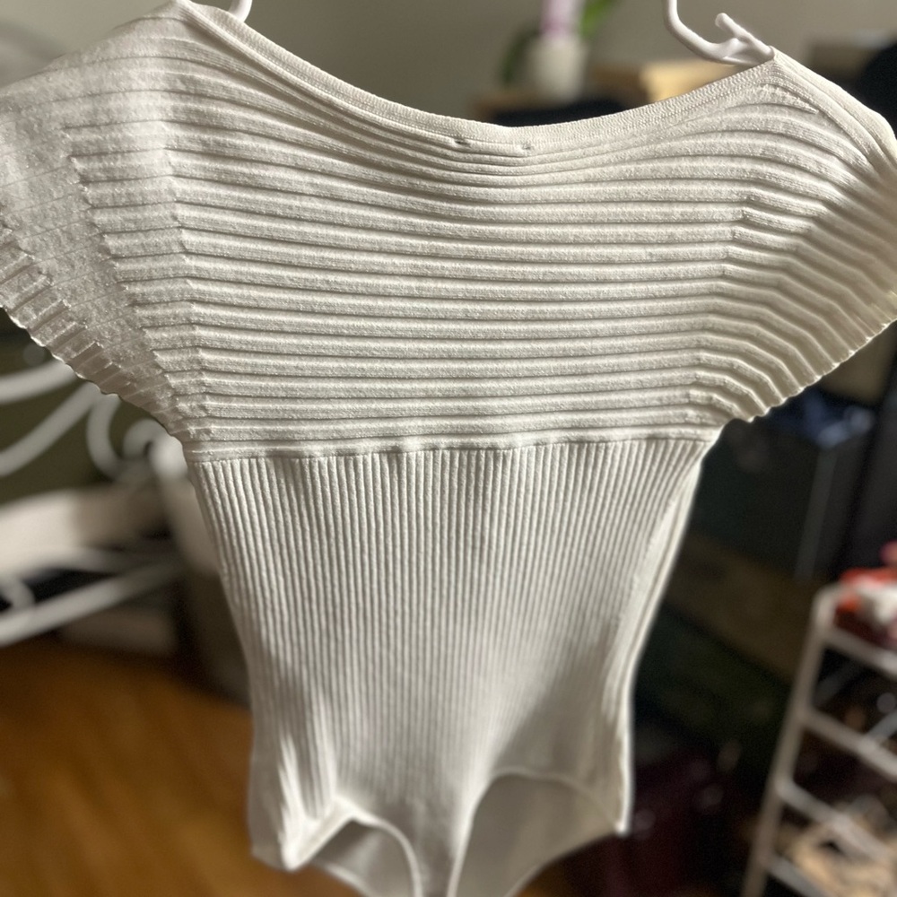 Express White Ribbed Bodysuit - Picture 9 of 13